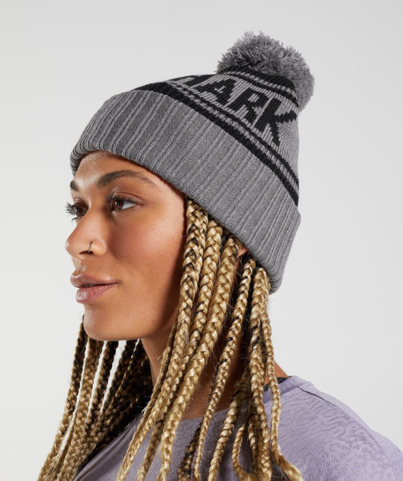 Gymshark Pom Beanie Black / Grey | NZ 2DGAVM